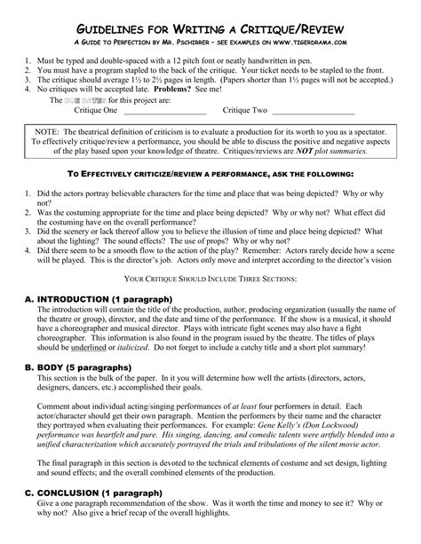 Free critique essay writing prompts. Guidelines for Writing a Critique/Review