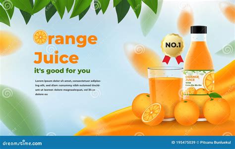 Orange Juice Ads Glass And Bottle Of Orange Juice With Oranges And