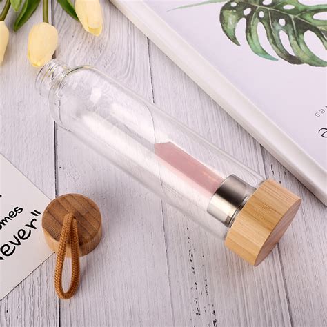 Crystal Infused Elixir Glass Bamboo Water Bottle Cjdropshipping
