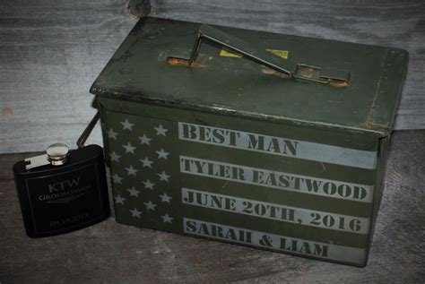 Make your present look the part in a stylish gift box; Ammo Box and Flask Giftset for Men Personalized Laser ...