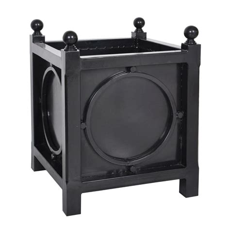 Playa square large grey planter. Napa Bristol 20 in. Square Black Gal.vanized Metal Planter ...