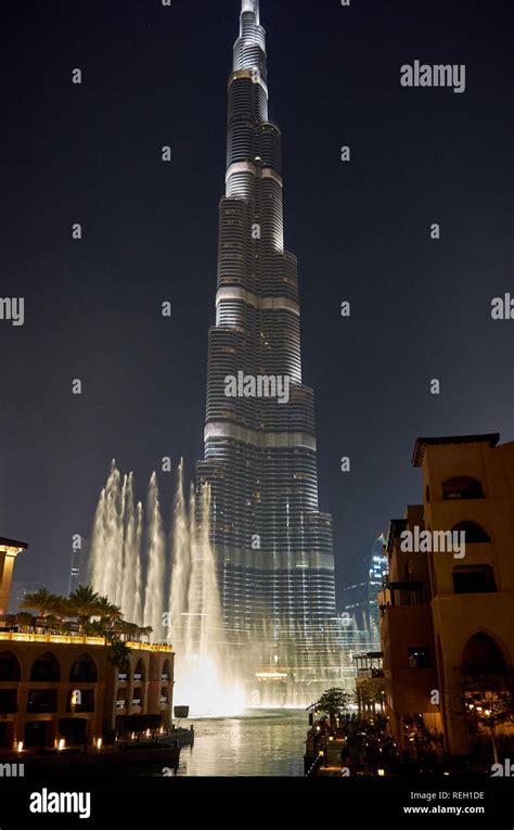 The Tallest Building In The World Burj Khalifa Illuminated At Night