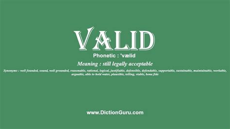 How To Pronounce Valid With Meaning Phonetic Synonyms And Sentence