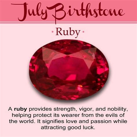 July Birthstone Of The Month Ruby Birthstone Birthstones Birth