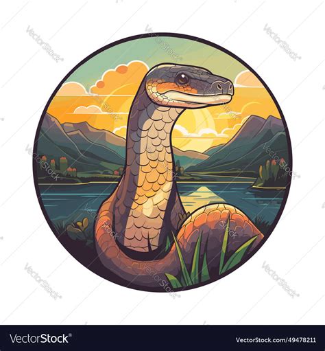 Anaconda Colorful Cartoon Kawaii Character Beach Vector Image