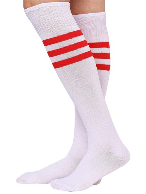 White Striped Tube Socks Sheinsheinside