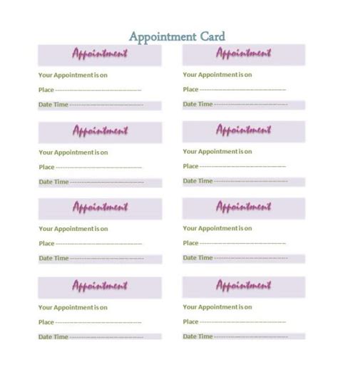 Appointment Card Template Word Sample Professional Template