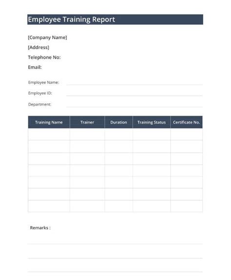 List employee information, including id number, position, department, and. FREE 20+ Sample Training Reports in PDF | MS Word | Pages