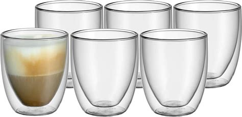 wmf kult double walled cappuccino glasses set of 6 double walled glasses 250 ml floating effect