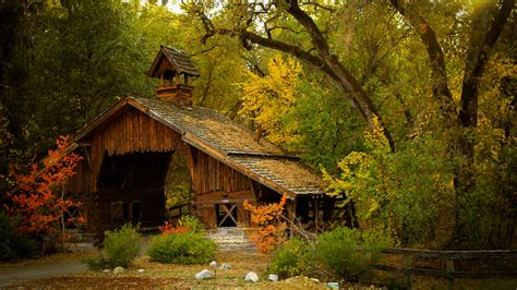 Nature Mountain Forest Landscape Fog House Tree