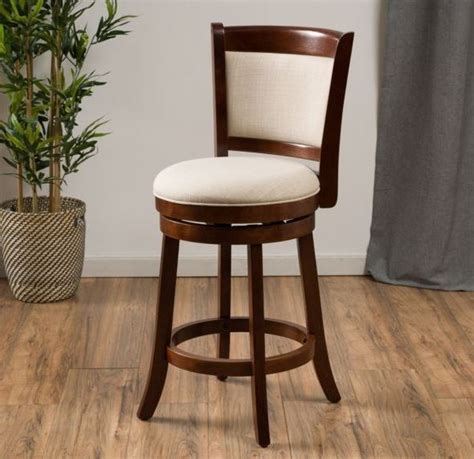 Explore upholstery fabric by the yard at joann. Modern 24" Inch Fabric Swivel Back Counter Height Stool Wood Bar Kitchen Chair | Counter height ...