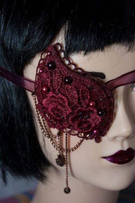Cunene Eyepatch Victorian Gothic Pirate Burgundy Wine Lace And Etsy