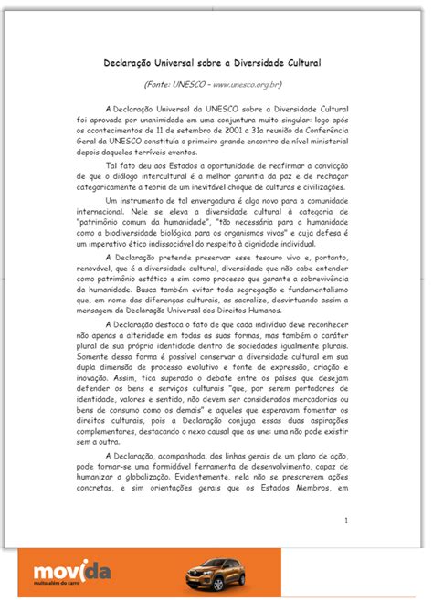 Declaração Universal Sobre A Diversidade Cultural