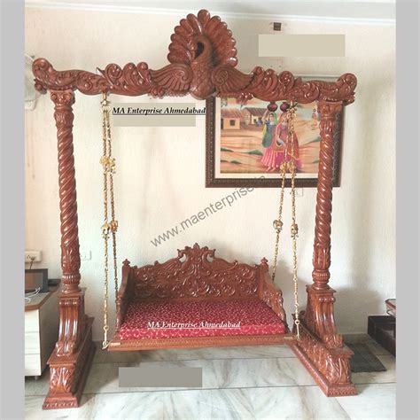 Wooden handcarved swing, indian jhula, indian carved swing, traditional india swing, swing for home, indoor swing, patio outdoor swing. Traditional Indian Wooden Swing Jhula With Peacock Design ...