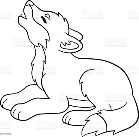 Coloring Pages Little Cute Baby Wolf Howls Stock Illustration - Download Image Now - iStock