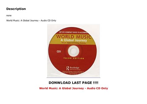 World Music A Global Journey Audio Cd Only