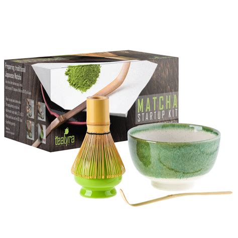 Tealyra Matcha Start Up Kit 4 Items Matcha Green Tea T Set Japanese Made Green Bowl