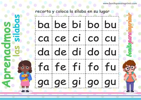 ¡los ayudarán a entretenerse y desarrollar su mente de forma sana! Aprender silabas 🥇 【 Para niños en PDF】📒