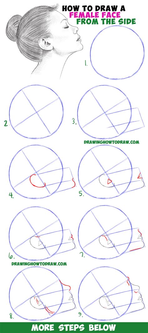 How To Draw A Face From The Side Profile View Female Girl Woman