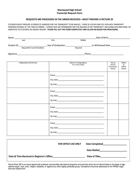 Westwood College Transcripts Form Fill Out And Sign Printable Pdf