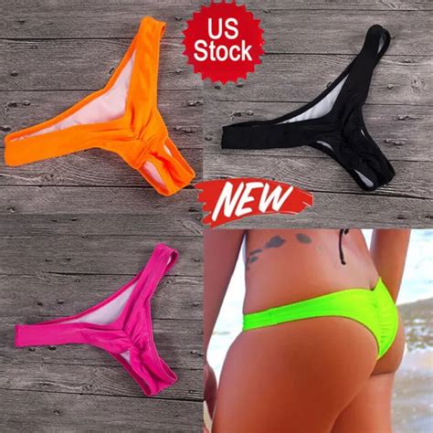 Women Sexy Bikini Triangle Thong Bottom Brazilian V Cheeky Ruched