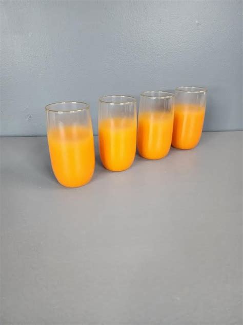 Set Of 4 Blendo Frosted Orange Drinking Glasses Etsy