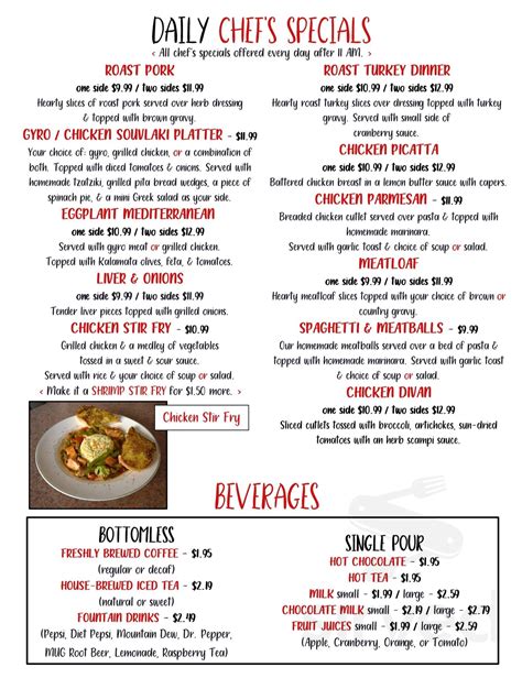 Menu for Parkside Cafe in Pinellas Park, Florida, United States