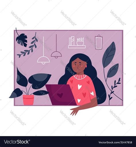 Young Freelancer Woman Working Remotely From Home Vector Image