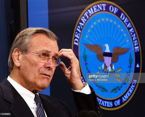 Us Secretary Of Defense Donald H Rumsfeld Pauses As He Calls On A