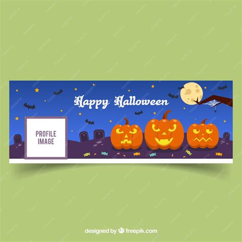 Free Vector Halloween Facebook Cover With Pumpkins