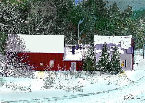Farmhouse In Winter Digital Art By Nancy Griswold