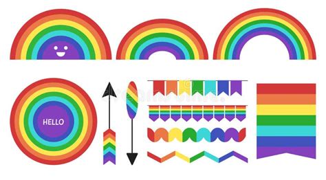 Rainbow Elements Collection Flag Banners Arrows Rainbows Full And