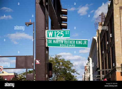 Dr Martin Luther King Junior Boulevard Sign In Harlem New York Stock