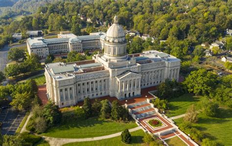 Aerial View Isolated On The State Capital Capitol Building Frankfort