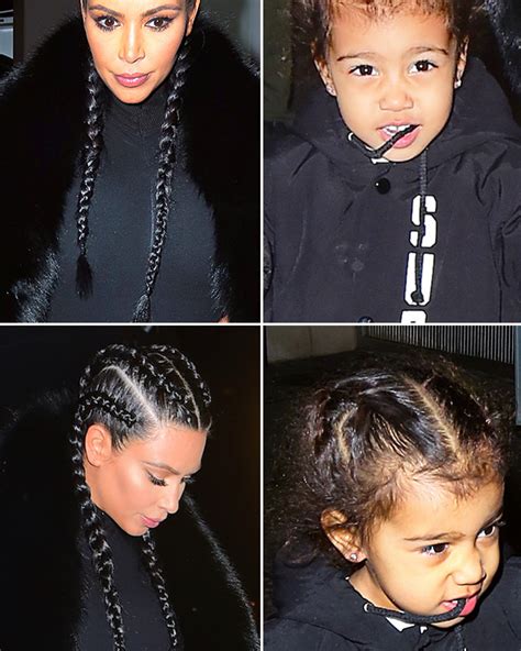 Braided hair — get kim's pretty style. Kim Kardashian & North West Matching Hairstyle: See ...