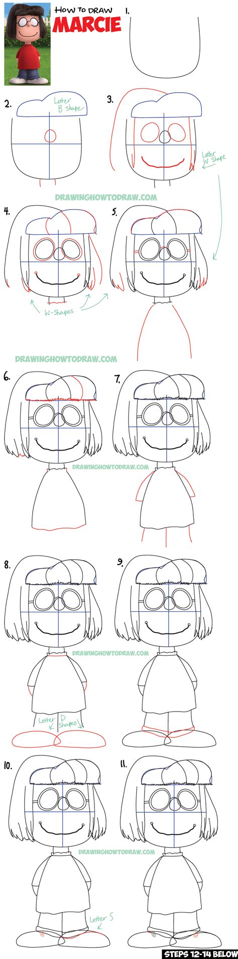 Please respect each stuff and artist, no stolen draw, do not claim as your own, no redistribute. How to Draw Marcie from The Peanuts Movie Step by Step ...