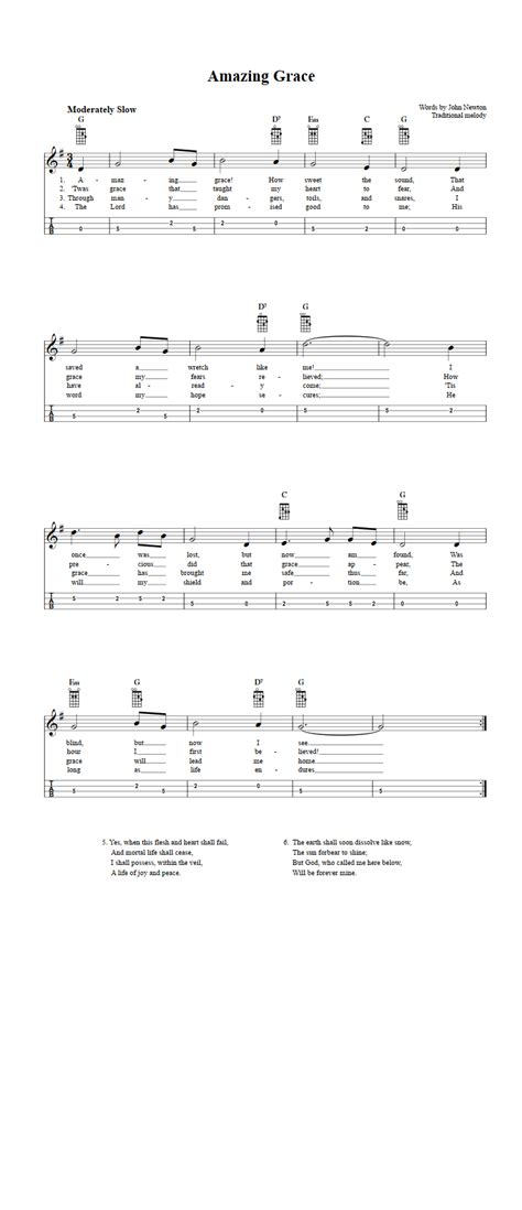 Amazing Grace Easy Mandolin Sheet Music And Tab With Chords And Lyrics
