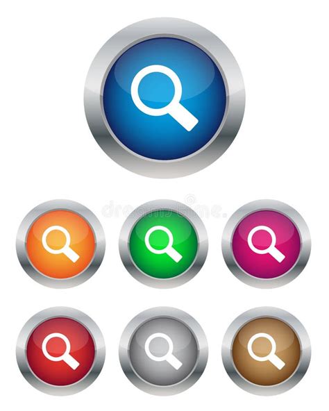 Search Buttons Stickers With Magnifier Symbol Stock Vector