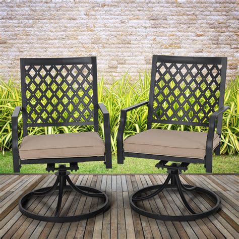 Not ready for a complete set? MF Studio Outdoor Metal Swivel Chairs Set of 2 Patio ...