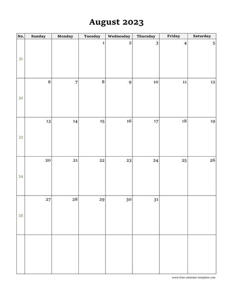 August 2023 Calendar Free Printable Calendar August 2023 Calendar