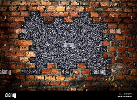 Hole In An Old Brick Wall Background Stock Photo Alamy