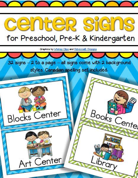 Center Signs For Preschool Prek And Kindergarten Classrooms Preschool