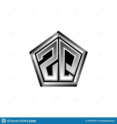 Zq Logo Monogram Silver Geometric Modern Design Stock Vector