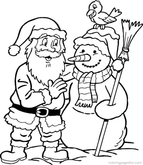 Coloriage Père Noël Avec Bonhomme De Neige Télécharger Et Imprimer