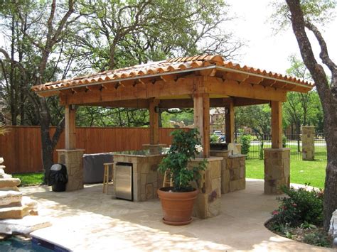 We offer outdoor pavilion kits in a number of sizes, prices and styles. Adorable Outdoor Kitchen Design Under Elegant Gazebo ...