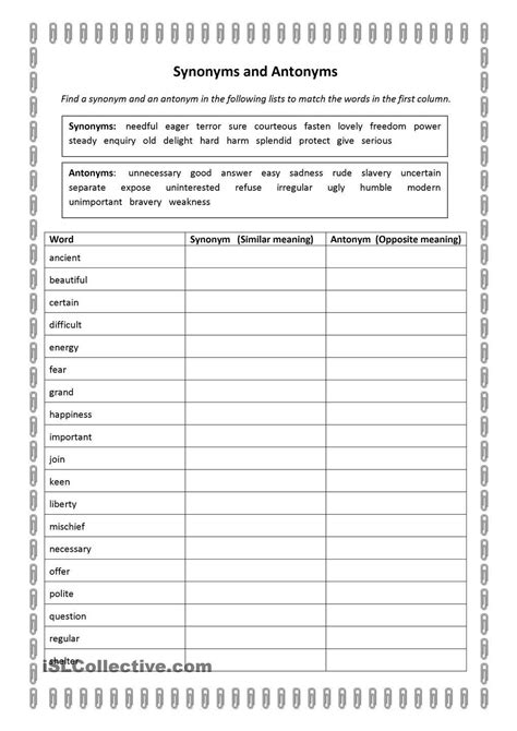 Antonyms For Grade 3 Worksheet