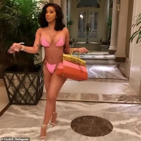 Cardi B Flaunts Her Curves In A Pink String Bikini And Makes The Entryway Of Her Penthouse Suite