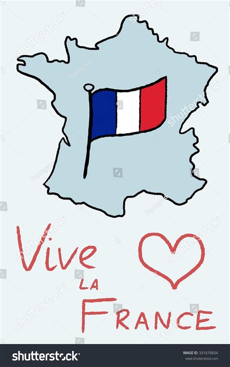 France Map And Flag Vector Doodle Style Royalty Free Stock Vector