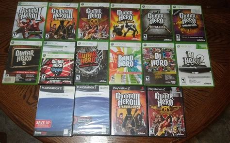 My Xbox 360 And Ps2 Collection Of Guitar Hero Based Games R