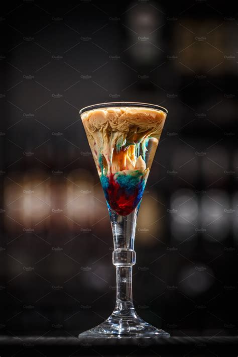 alien brain hemorrhage cocktail containing brain shot and alcohol food images ~ creative market